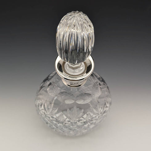 1977 British vintage cut glass oval decanter pure silver decoration 1750g
